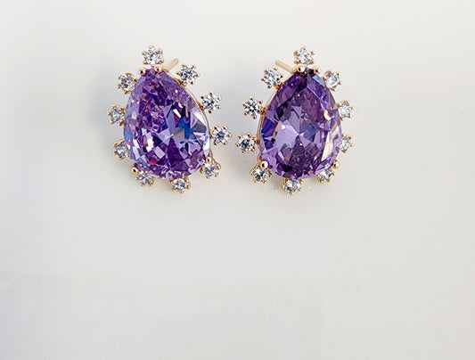 Oval Amethyst Crystal Earrings